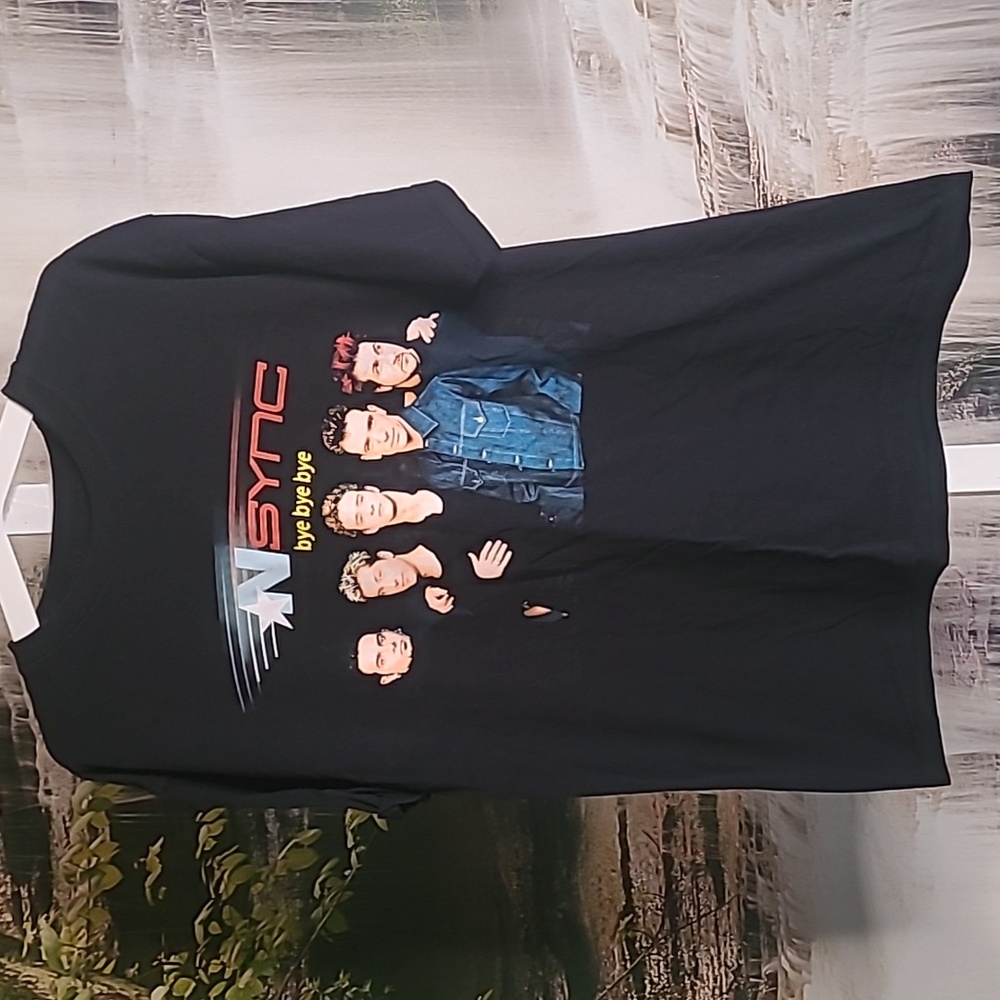 Adult Large retro NSync bye bye bye short sleeve black graphic T-shirt